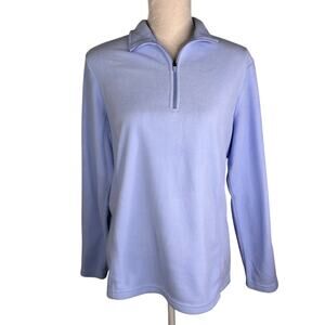 Lands End Anyweather Fleece Quarter Zip Pullover Clear Blue Sky M 10-12 New